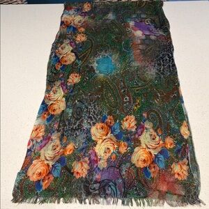 Floral Paisley Lightweight Women's Scarf - Green Multi